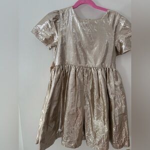 Mini Boden Shimmering Gold Kids Dress